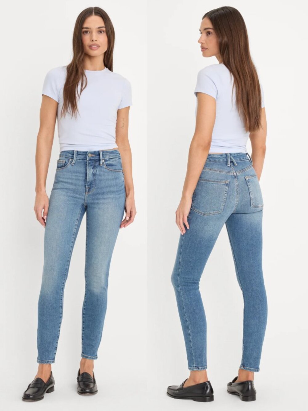 GOOD AMERICAN Good Waist Skinny Compression Jeans Womens 6 Minimalist Chic
